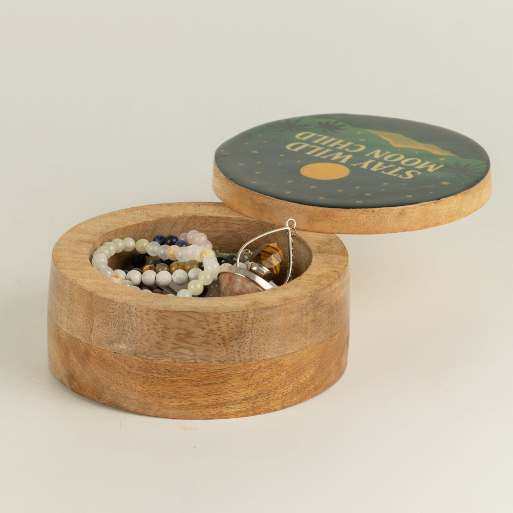 Stay Wild Moon Child Round Enamelled Keepsake Box