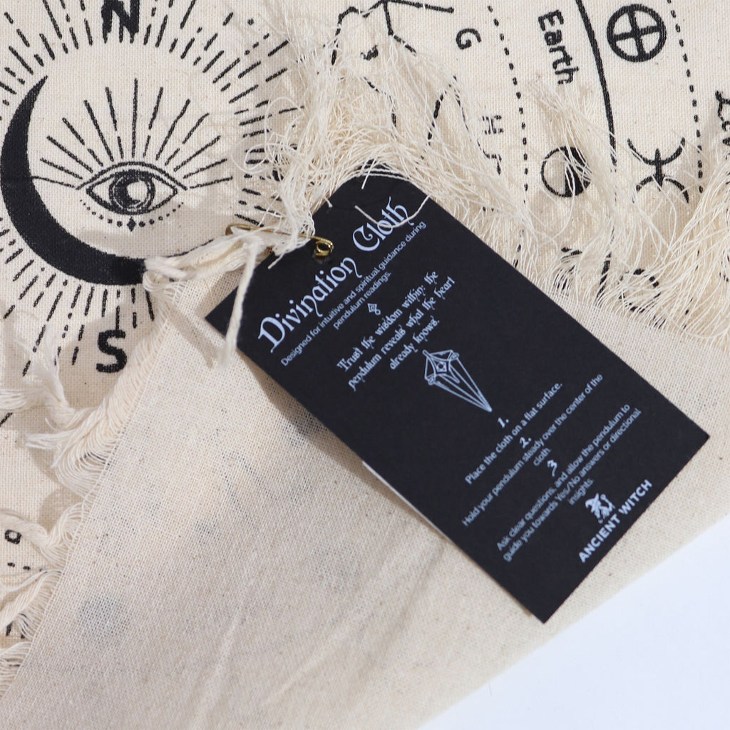 All Seeing Eye Pendulum Divination Cloth | Natural & Black | Ancient Witch