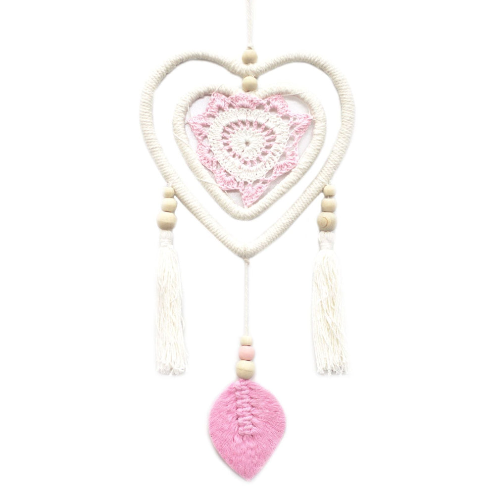 Pink Heart in Heart Dreamcatcher | Medium 35cm | Handmade in Bali