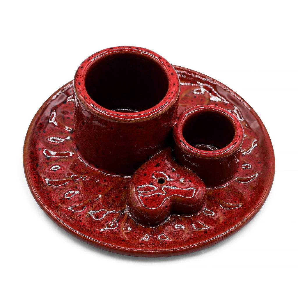 Mandala Red with Heart Gloss Palo Santo Stick & Smudge Holder
