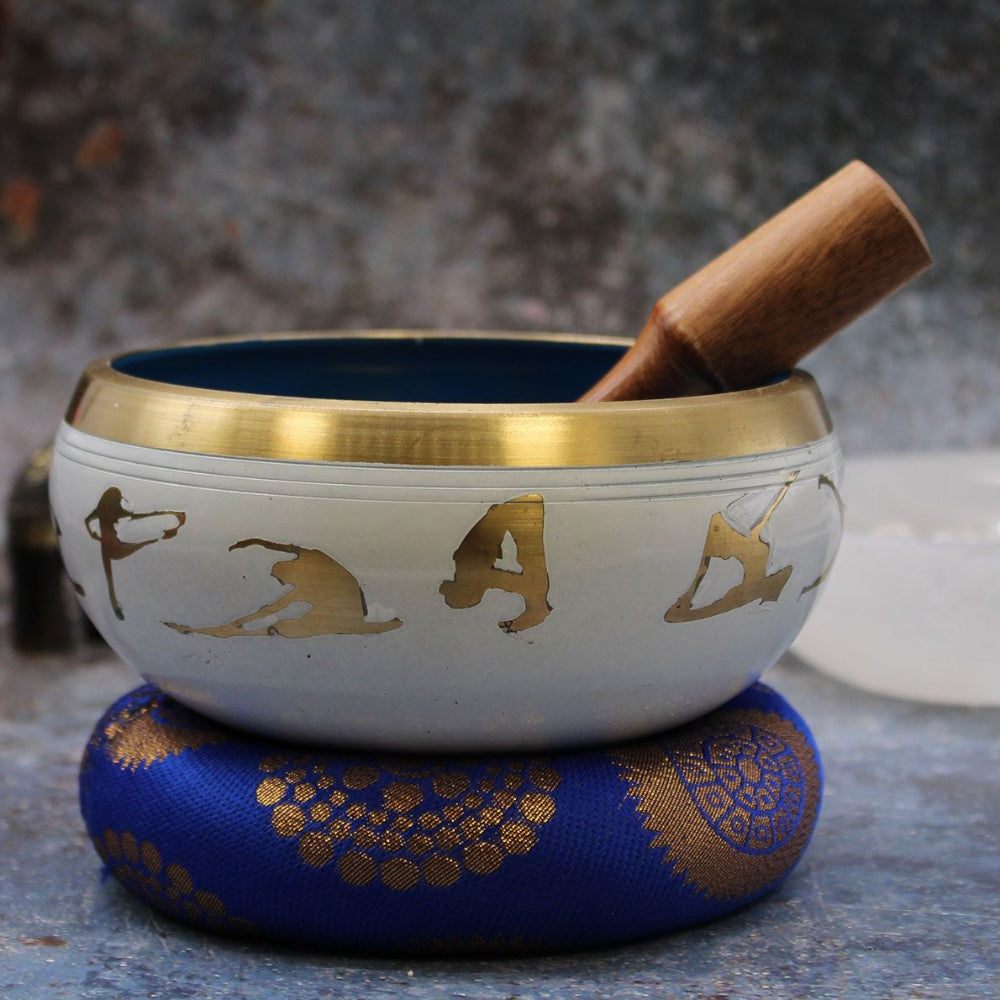 Yoga Moves White/Blue Singing Bowl Set Large 14cm