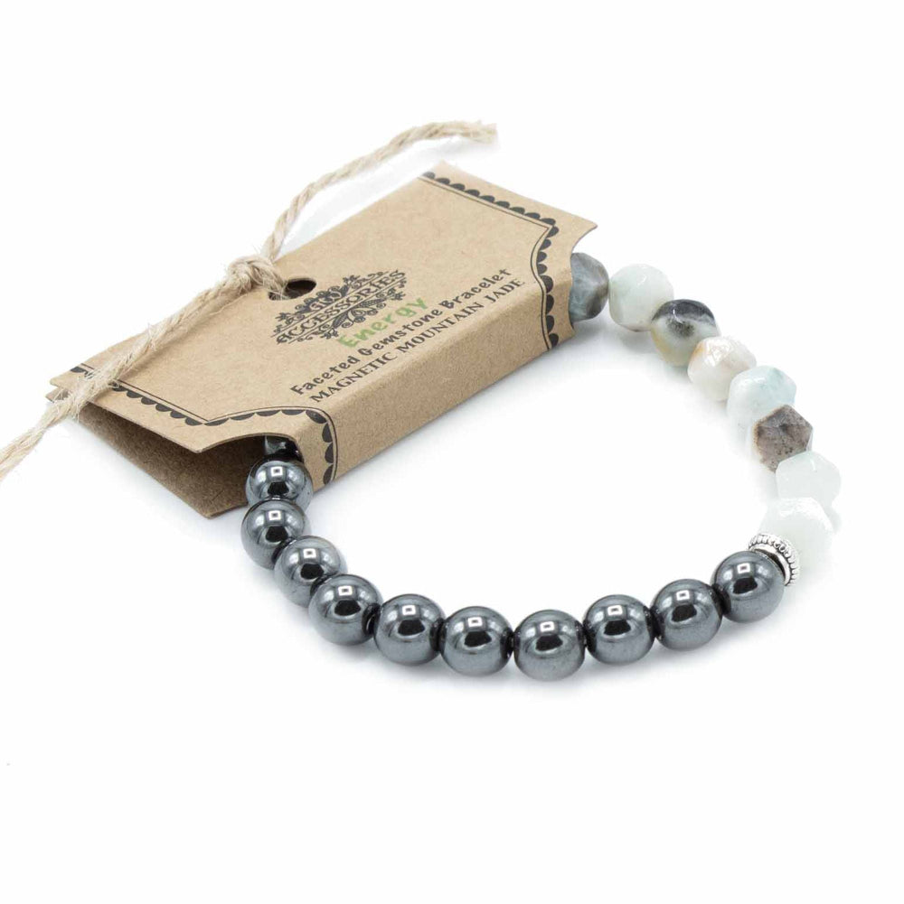 Mountain Jade Magnetic Faceted Gemstone Bracelet