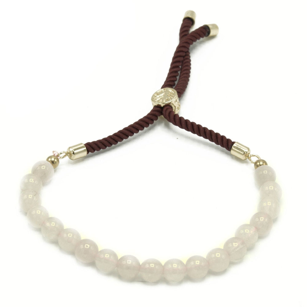Rose Quartz 18K Gold Plated Gemstone Bordeaux String Bracelet