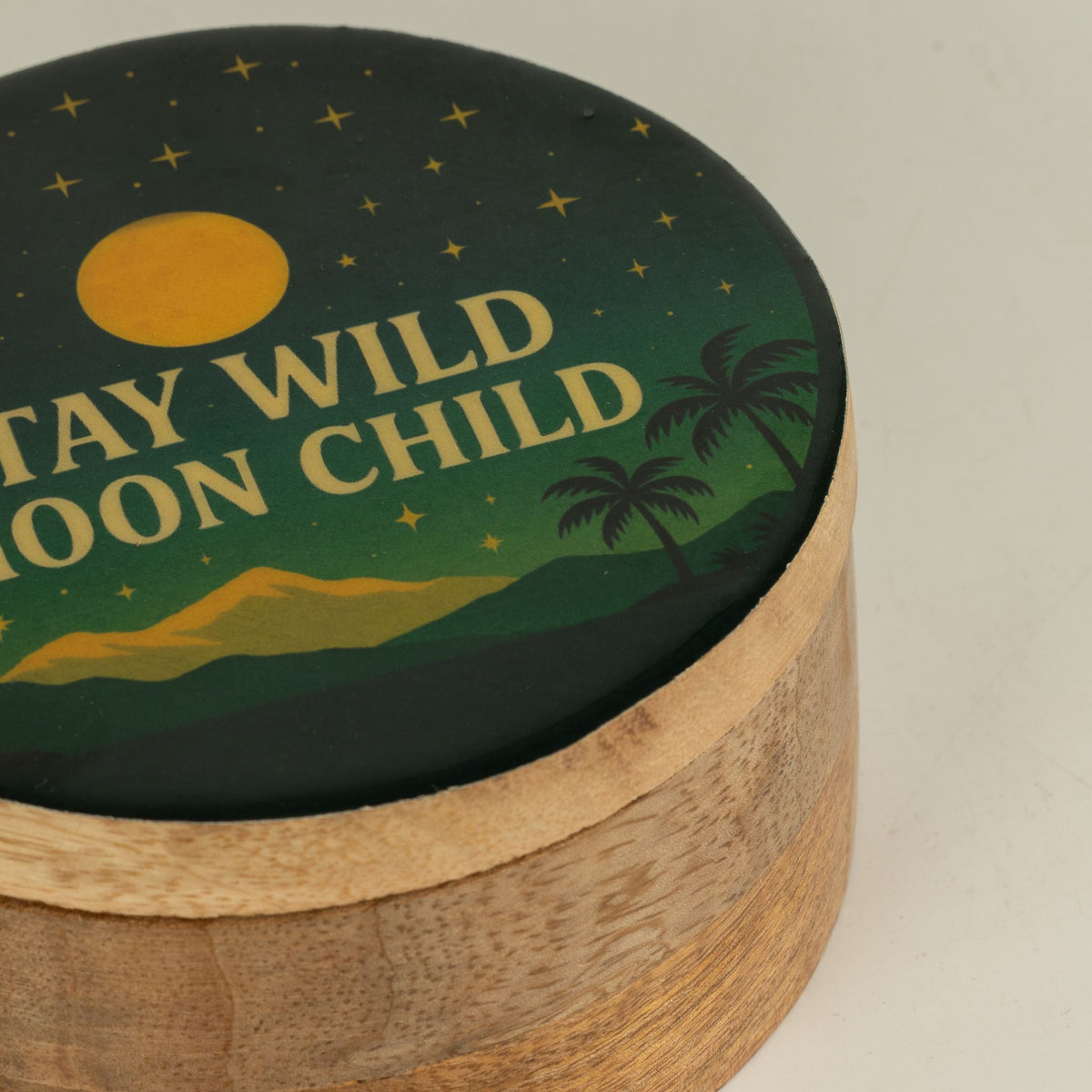 Stay Wild Moon Child Round Enamelled Keepsake Box