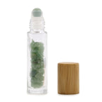 Green Aventurine Gemstone Essential Oil Roller Bottle | Wooden Cap