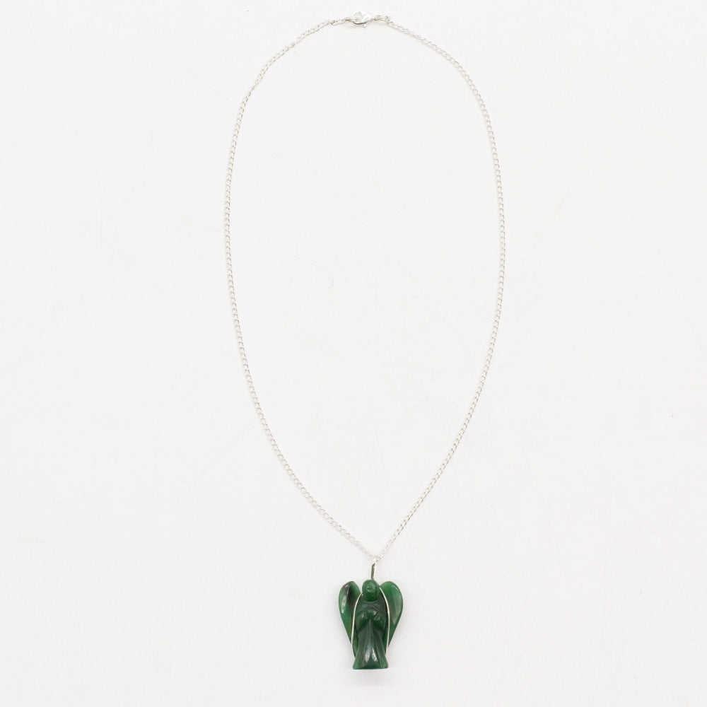 Gemstone Guardian Angel Pendant - Green Aventurine