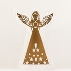 Whitewashed Mango Wood Angel Ornament with Iron Cut-Out