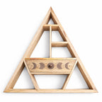 Triangle Wall Shelf with Moon Phase Drawer | Wooden Celestial Shelf
