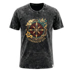 Black t-shirt with 'Compass of Life' design on a white background