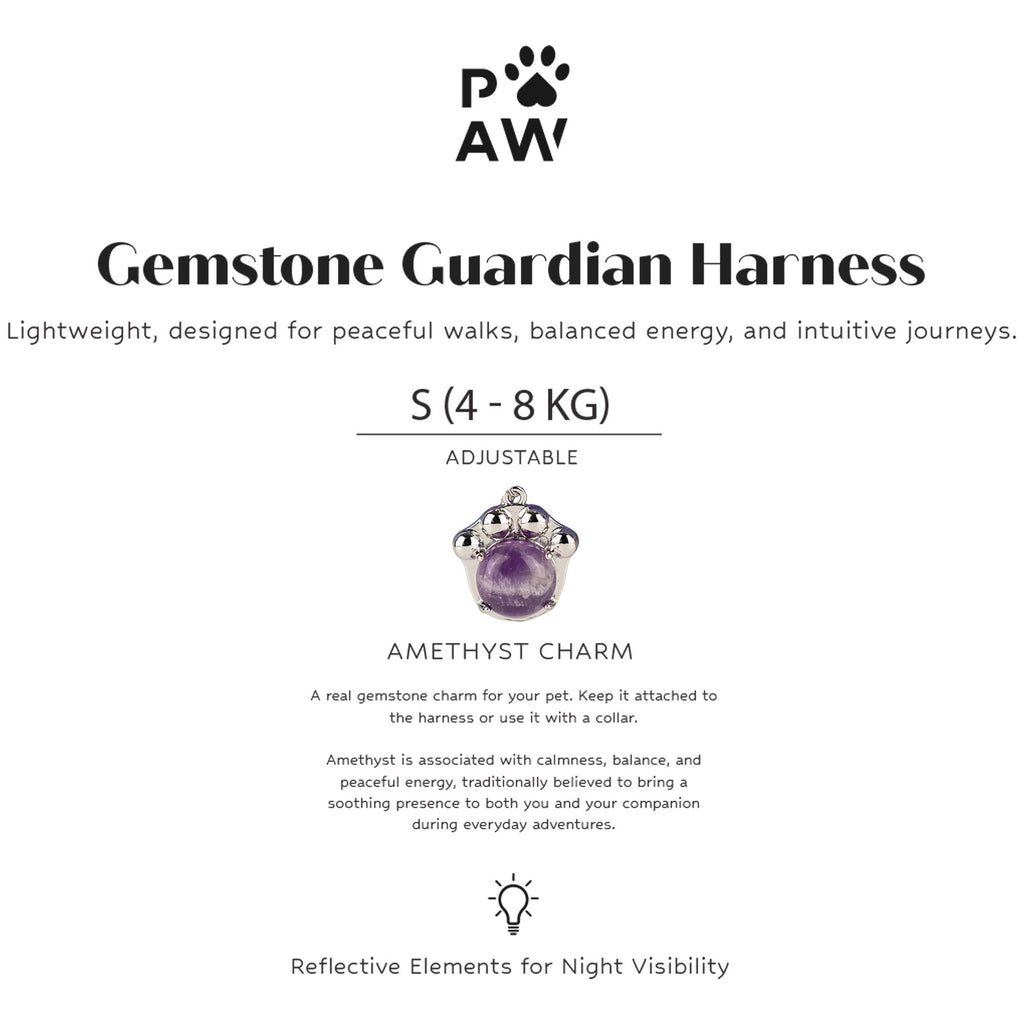 Dog Step-In Guardian Harness with Reflective Mesh & Amethyst Charm - Lavender - Small (4-8kg)