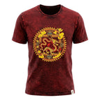 Nomad Sari Stonewashed Cotton T-Shirt | Dragon Mandala | Maroon | Large