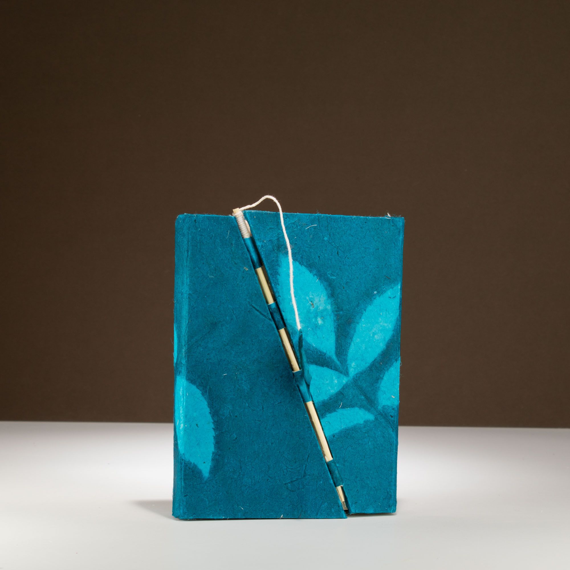 Lokta Bold Floral Midnight Blue Bamboo Lock Notebook Medium