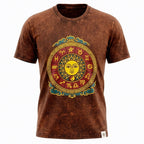 Nomad Sari Stonewashed Cotton T-Shirt | Sun & Zodiac | Brown | XL
