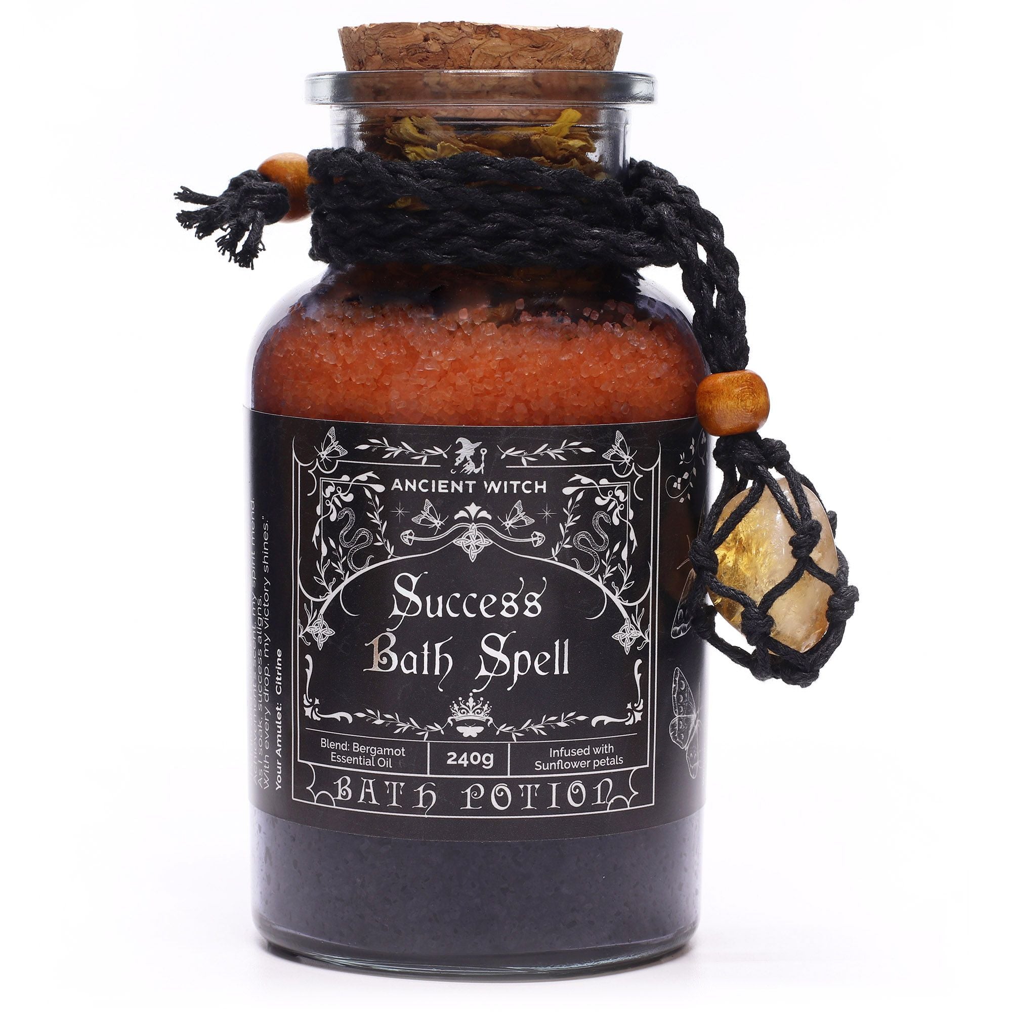 Ancient Witch Success Bath Spell Potion & Citrine Crystal Amulet