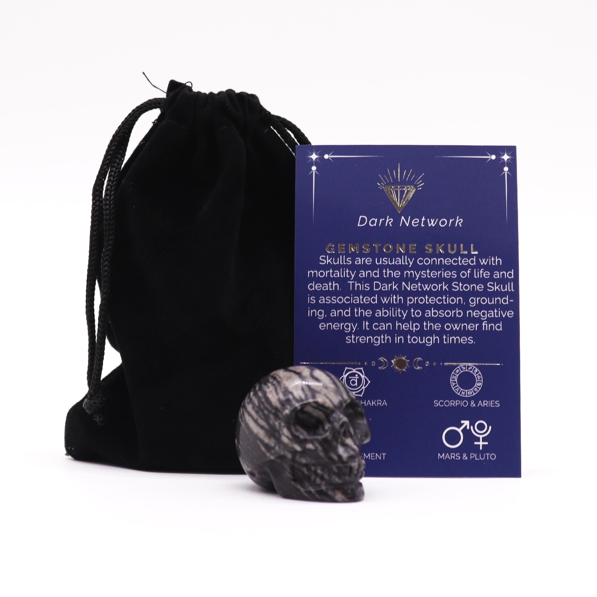 Dark Network Stone Gemstone Small Skull