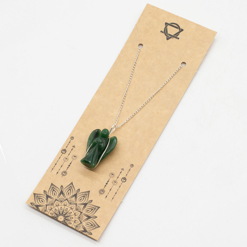 Gemstone Guardian Angel Pendant - Green Aventurine
