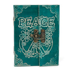 Peace Green Leather Notebook with Lock
