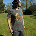 Nomad Sari Stonewashed Cotton T-Shirt | Compass of Life | Charcoal | Medium