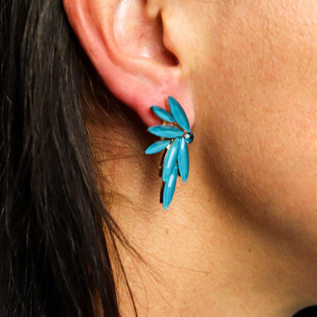 Teal Green Fairy Earrings – Vintage Glass & Stainless Steel