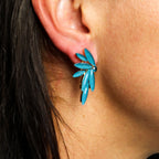Teal Green Fairy Earrings – Vintage Glass & Stainless Steel