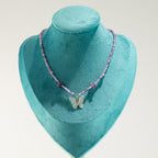 Nymph Amethyst Gemstone Necklace with Real Leaf Butterfly Pendant
