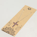 Amethyst Crucifix Pendant | Silver Plated | 45cm Chain