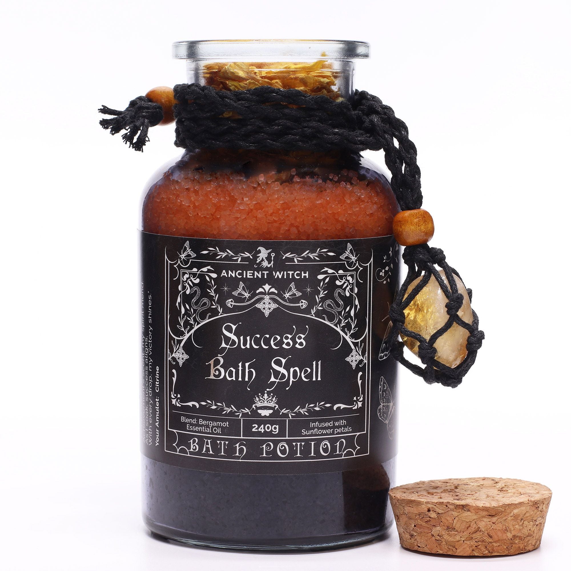 Ancient Witch Success Bath Spell Potion & Citrine Crystal Amulet