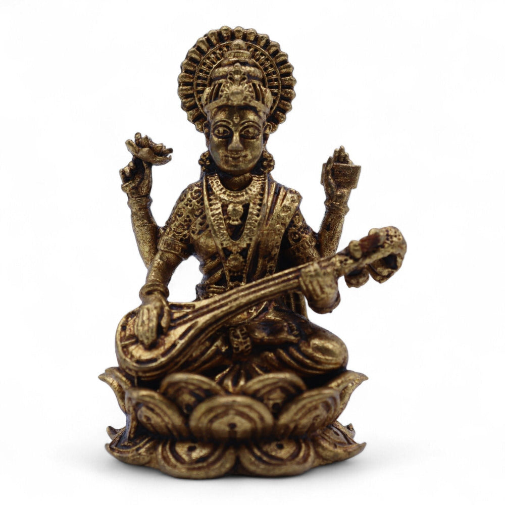 Brass Miniature God Sarswati 49mm