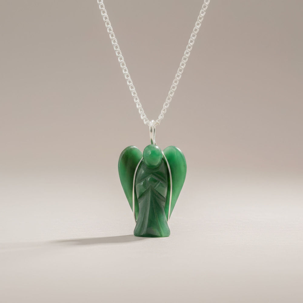 Gemstone Guardian Angel Pendant - Green Aventurine