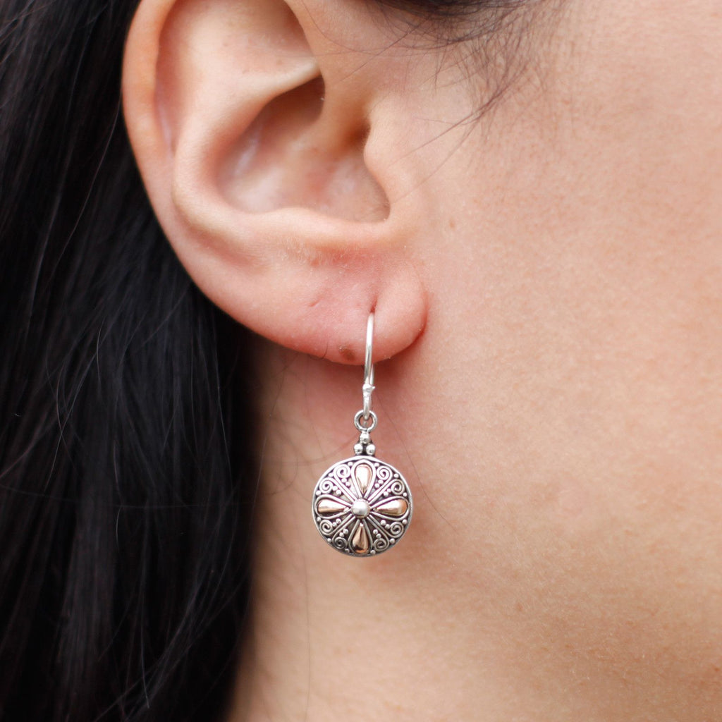 Classic Round Silver & Gold Earrings