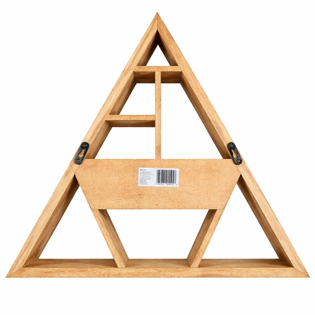 Triangle Wall Shelf with Moon Phase Drawer | Wooden Celestial Shelf