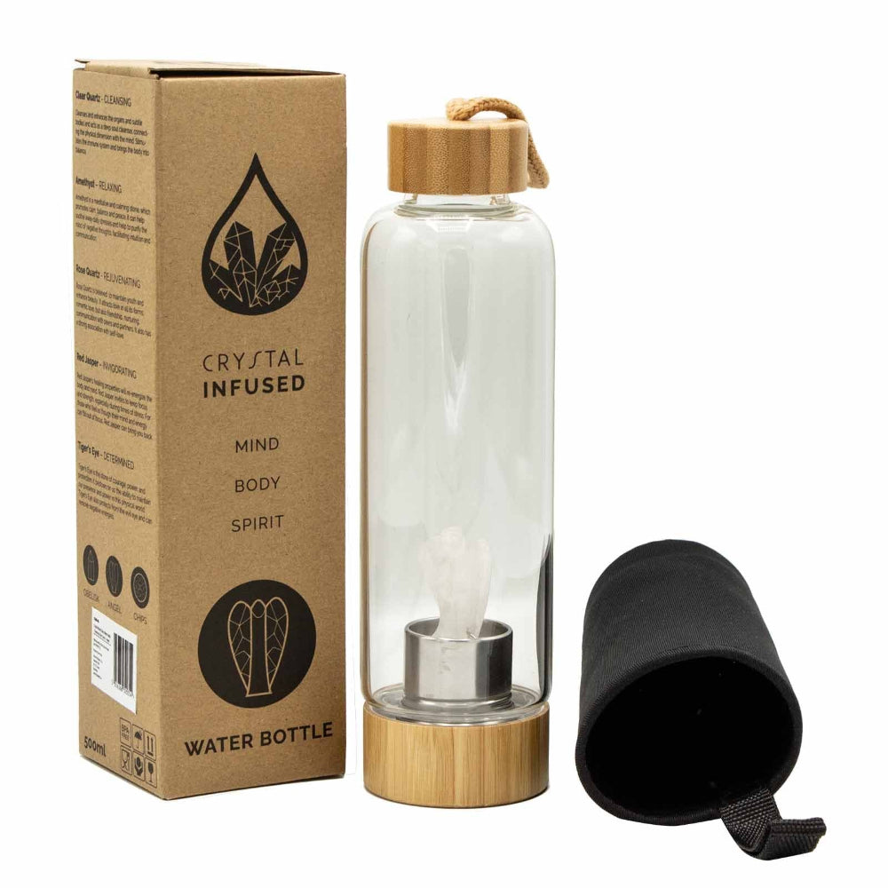 Clear Quartz Crystal Water Bottle | Angel | Cleansing & Clarity