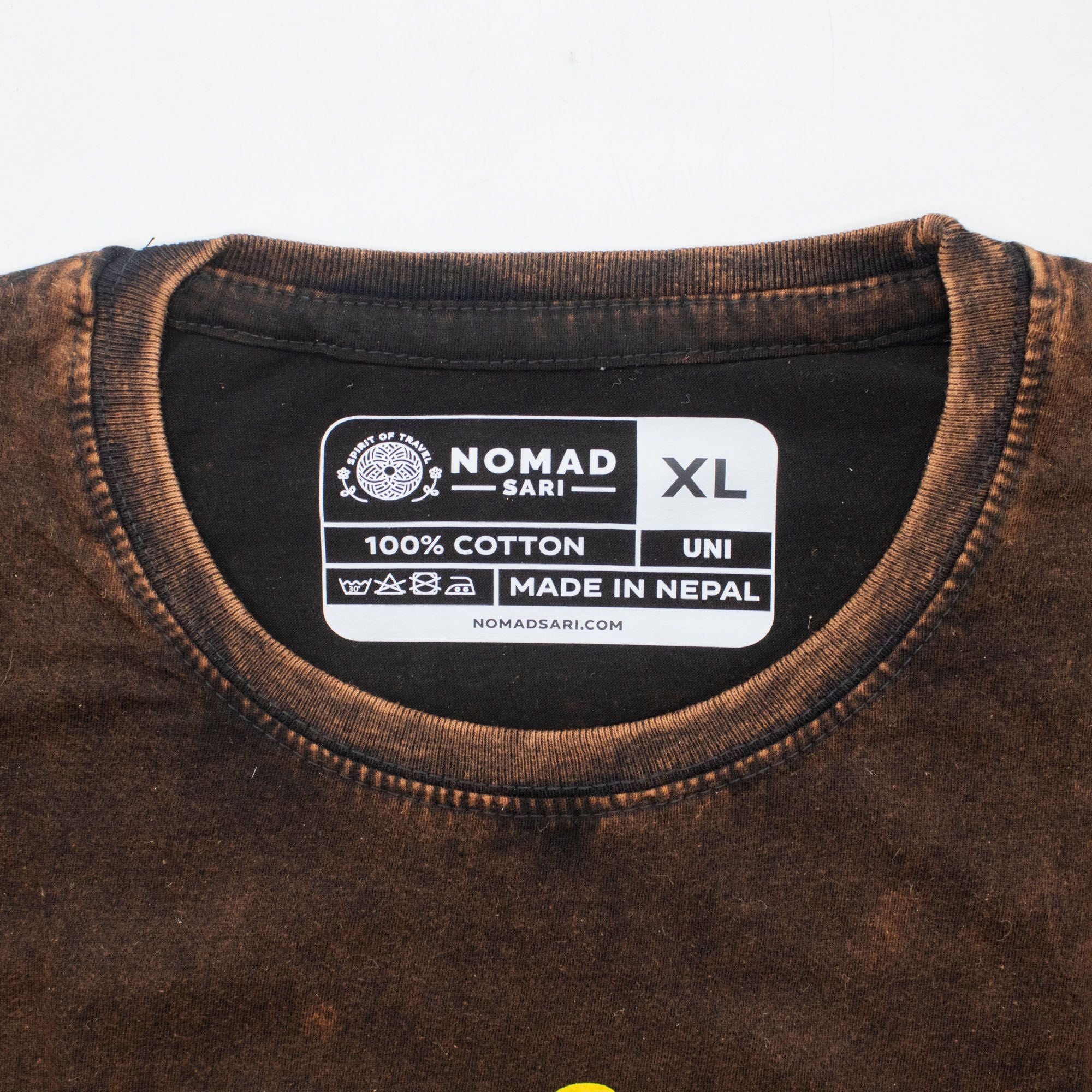 Nomad Sari Stonewashed Cotton T-Shirt | Sun & Zodiac | Brown | XL