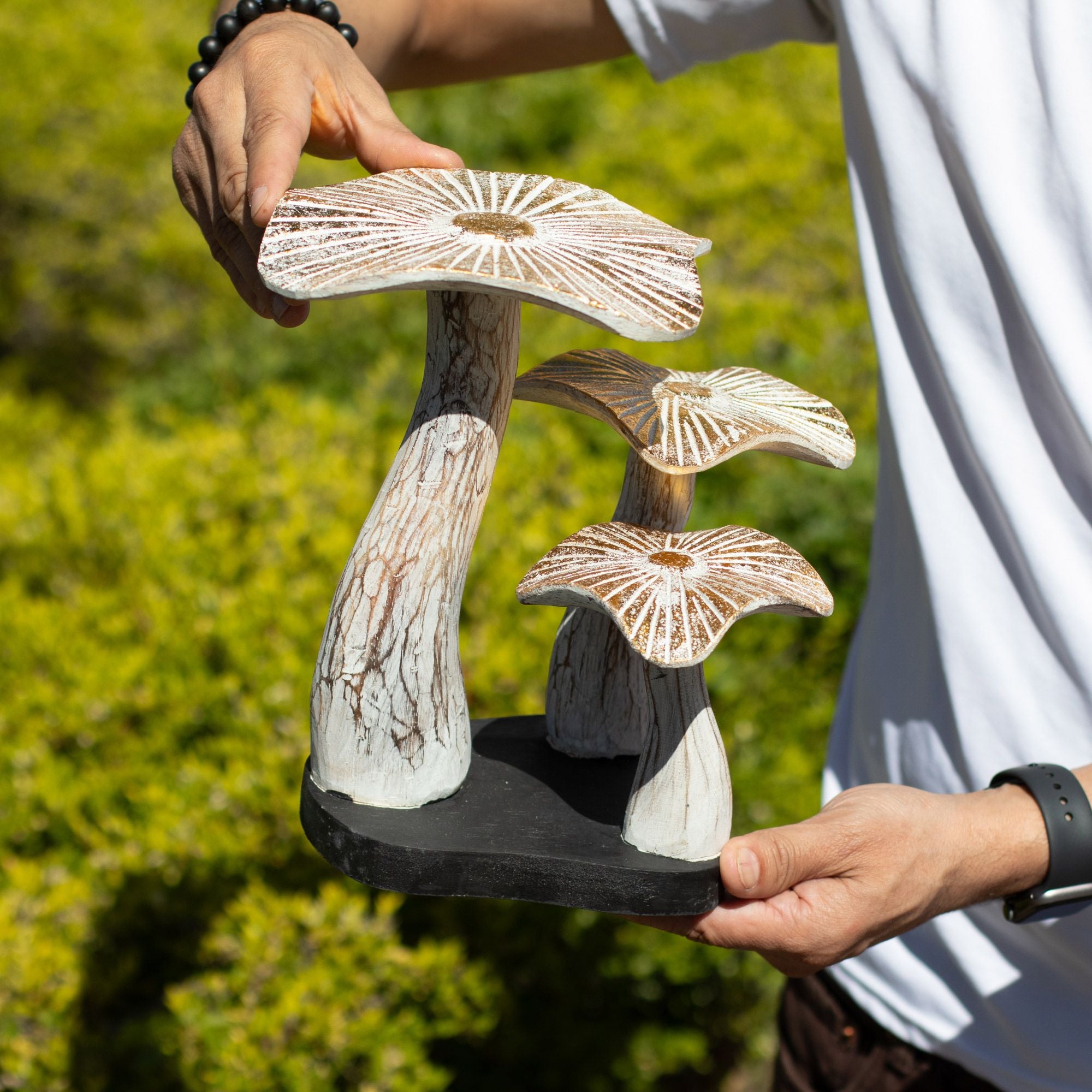 The Gilded Grove — Medium Whitewash Mushroom Sculpture