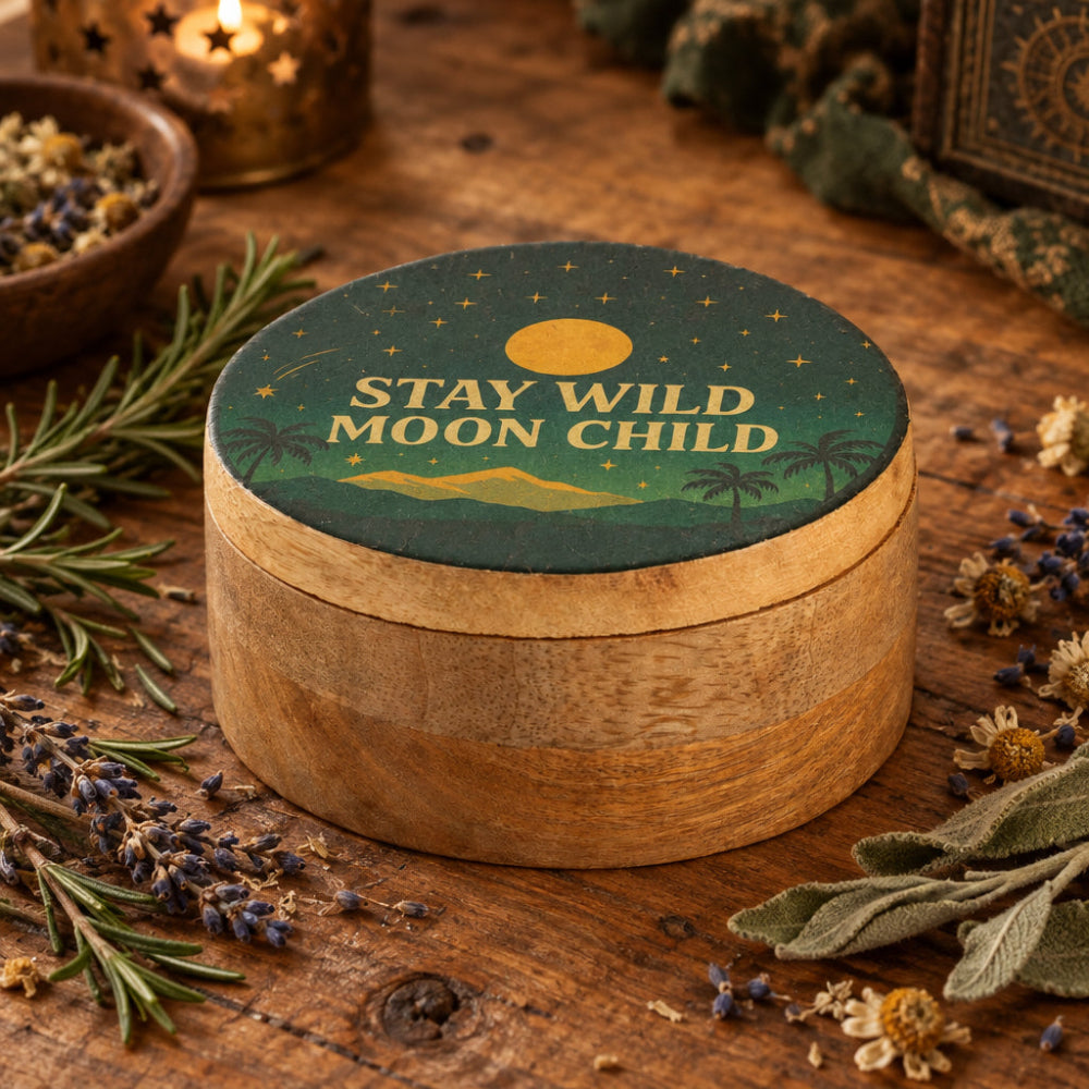 Stay Wild Moon Child Round Enamelled Keepsake Box
