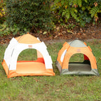 Tent Pet Bed for Cats & Very Small Dogs - Green & Orange (48 × 48 × 40cm)