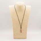 Goldstone Bone Cord Necklace Gemstone Pendant