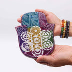 7 Chakra Soapstone Large Hamsa Incense Holder