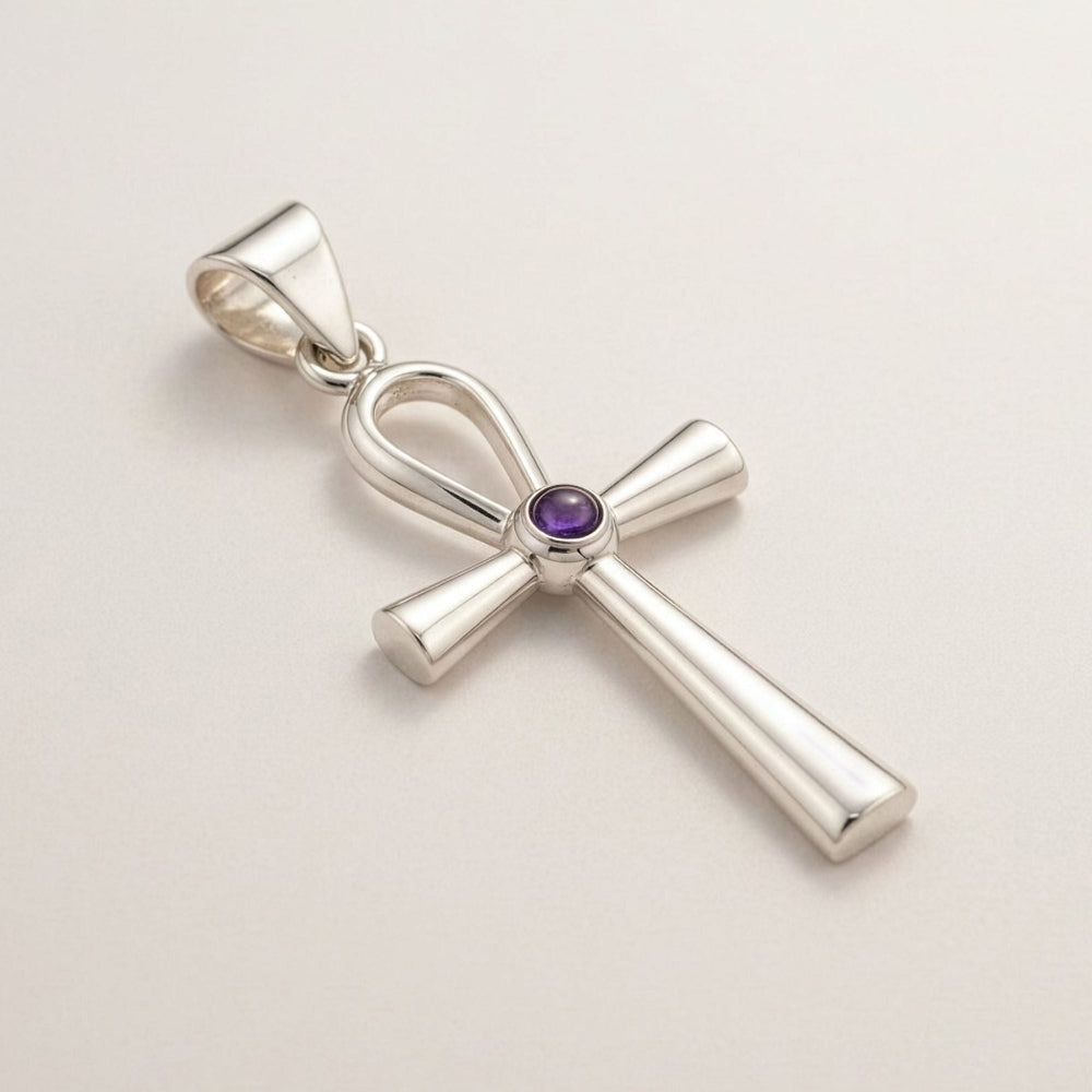 Ankh Symbol of Eternal Life Pendant | Silver Plated | 45cm Cord