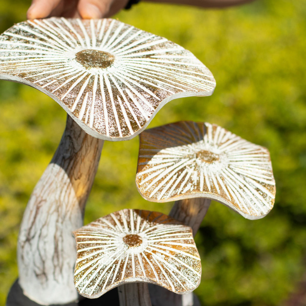The Gilded Grove — Medium Whitewash Mushroom Sculpture