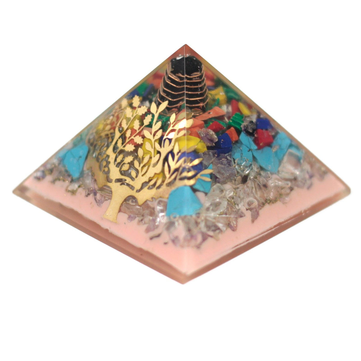 Large Tree Design Orgonite Pyramid - 70 mm Earth Base