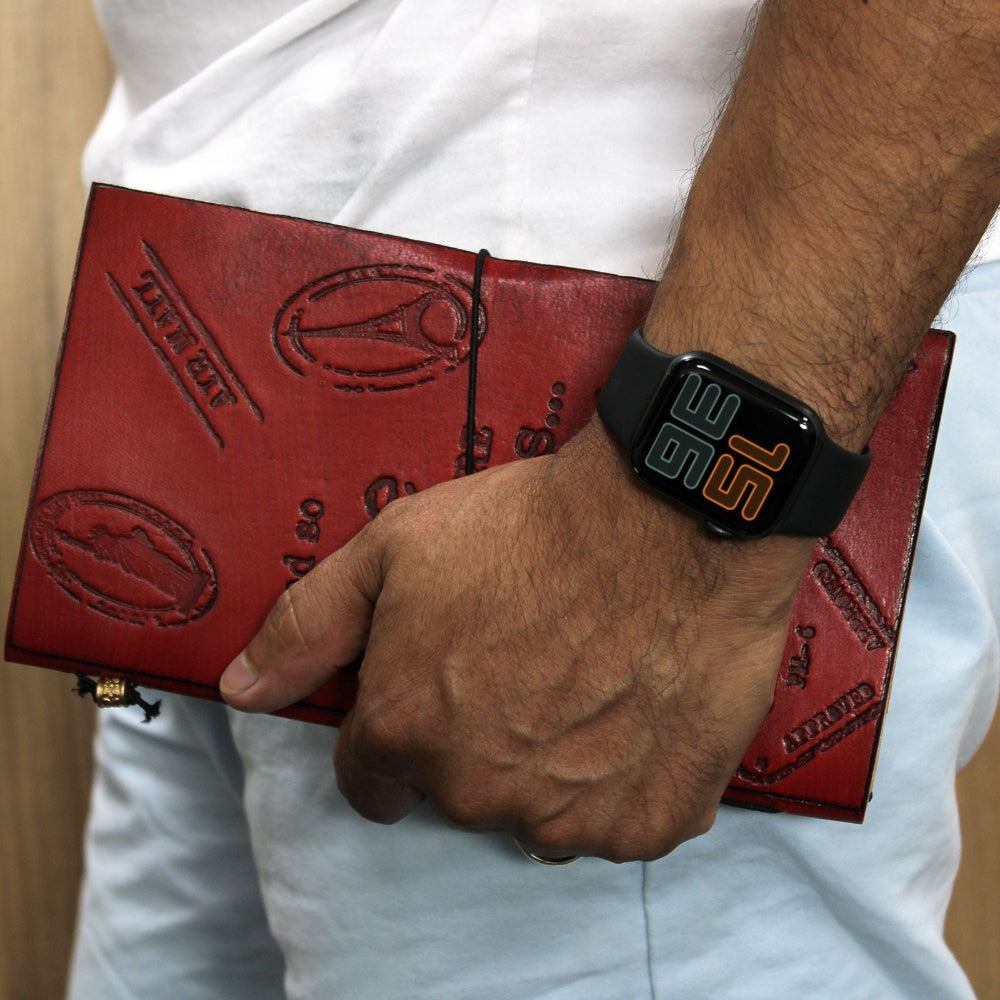 The Adventure Begins Red Handmade Leather Journal