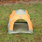 Tent Pet Bed for Cats & Very Small Dogs - Green & Orange (48 × 48 × 40cm)