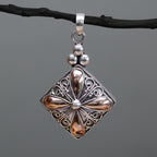 Square Drop Silver & Gold Pendant