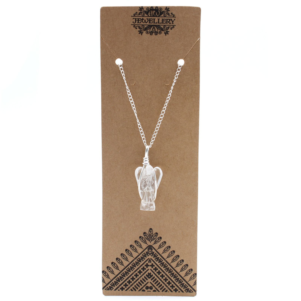 Rock Quartz Guardian Angel Pendant Necklace