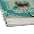Peace Green Leather Notebook with Lock
