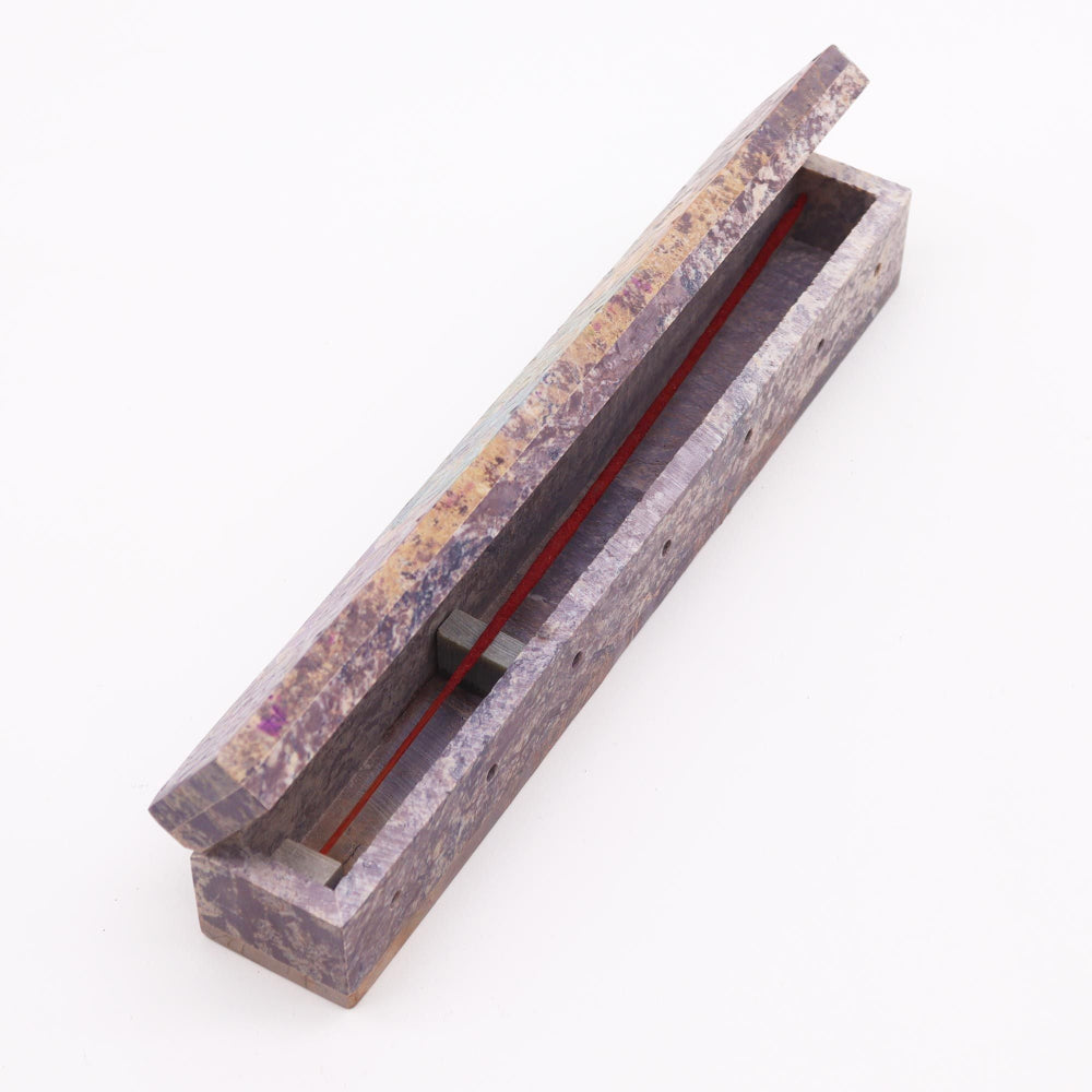 Chakra Soapstone Incense Box with Smoke Holes