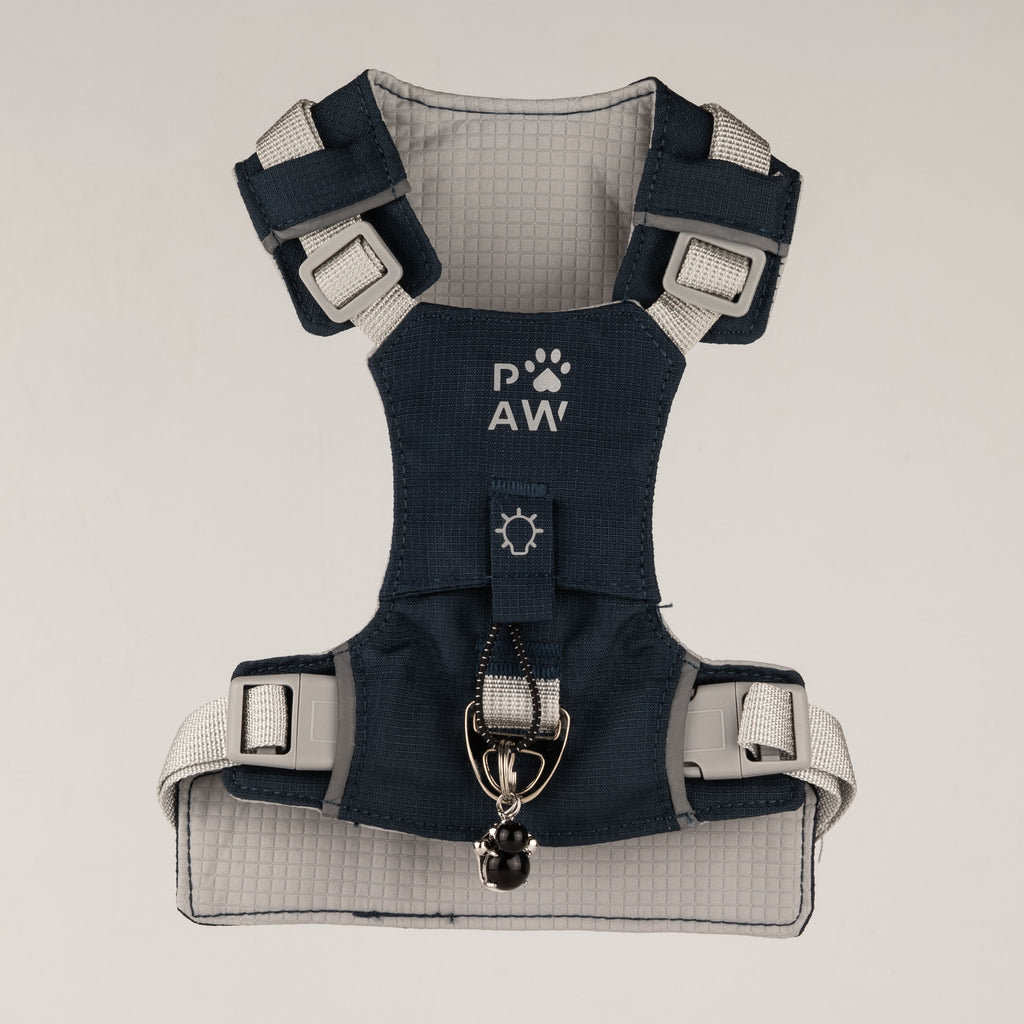 Dog Step-In Guardian Harness with Reflective Mesh & Black Obsidian Charm - Rock Grey - Small (4-8kg)
