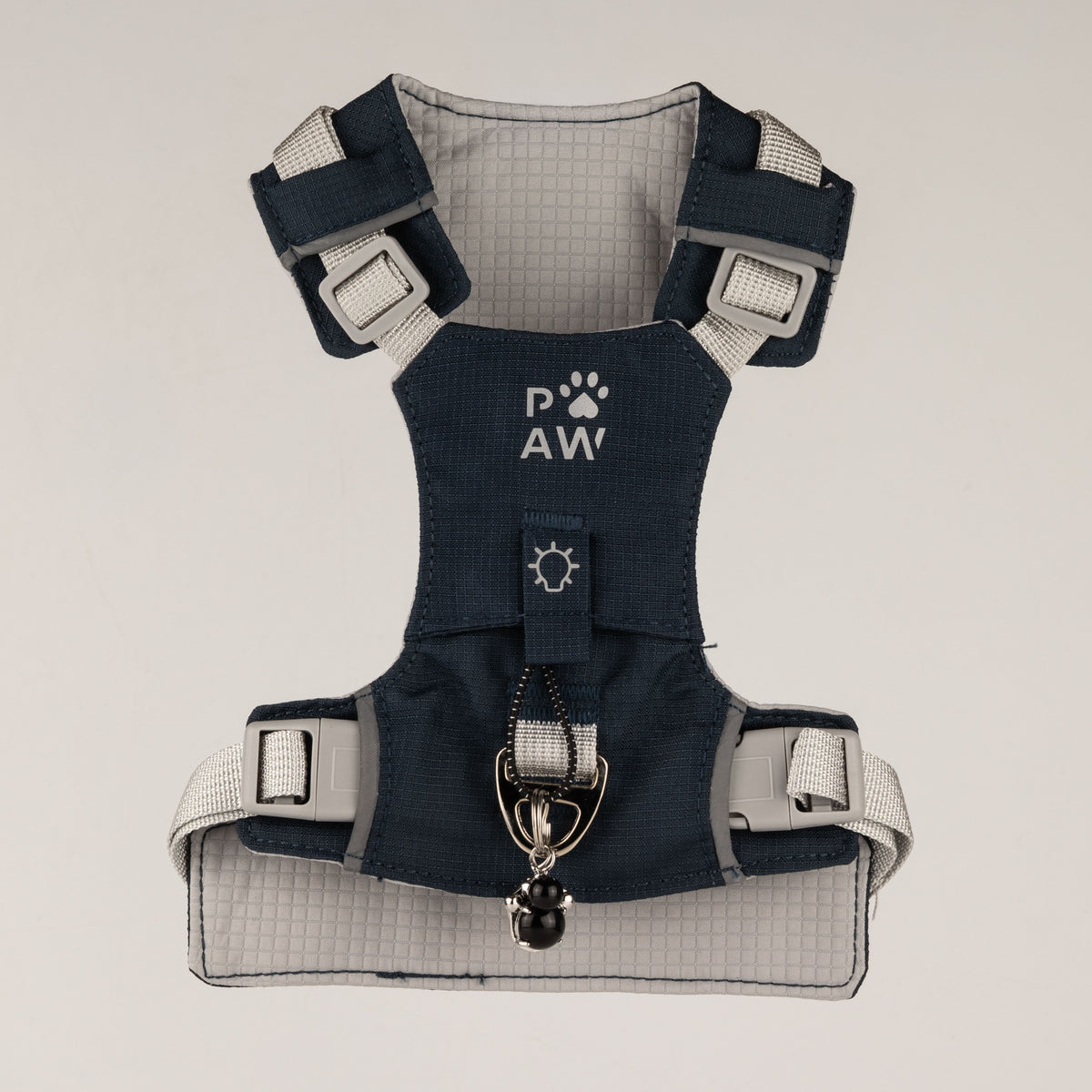 Dog Step-In Guardian Harness with Reflective Mesh & Black Obsidian Charm - Rock Grey - Small (4-8kg)