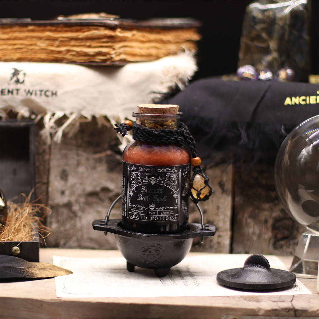 Ancient Witch Success Bath Spell Potion & Citrine Crystal Amulet